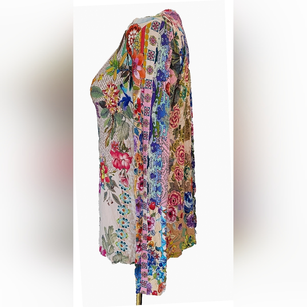 Johnny Was Dreamer Favorite Vee Swing Tee Shirt Top Long Sleeve Floral XS - Picture 3 of 7